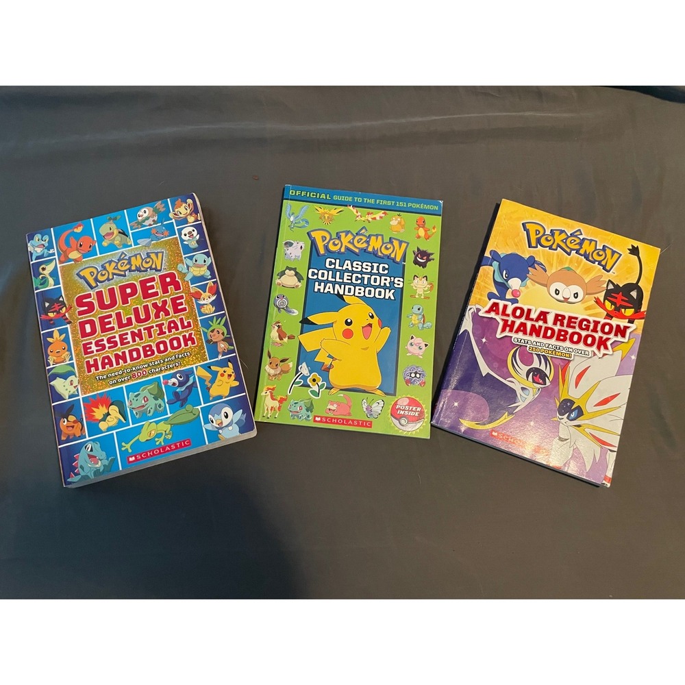 Pokemon Handbook Book Lot of 3 Super Deluxe Classic Collector Alola Anime Gift